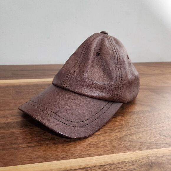 Wilson Leather Brown Leather Baseball Hat One Size Adjustable Cap Retro Vintage - Picture 1 of 10